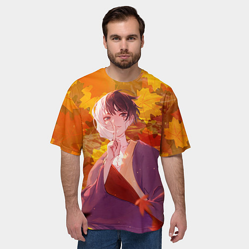 Мужская футболка оверсайз Гэн Асагири на фоне листвы из Доктора Стоуна / 3D-принт – фото 3