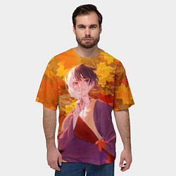 Футболка оверсайз мужская Гэн Асагири на фоне листвы из Доктора Стоуна, цвет: 3D-принт — фото 2