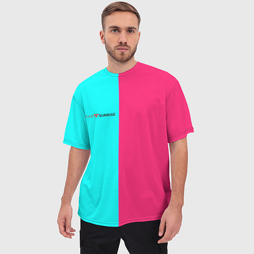 Мужская футболка оверсайз Dead by sunrise pink / 3D-принт – фото 3