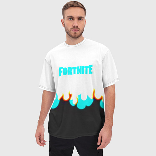 Мужская футболка оверсайз Fortnite epic game fire / 3D-принт – фото 3