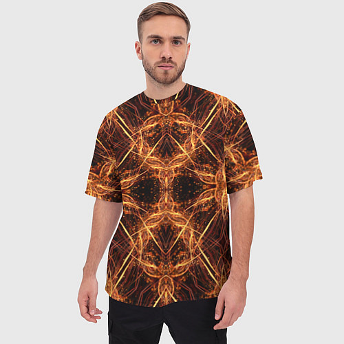 Мужская футболка оверсайз Светящийся абстрактный пришелец / 3D-принт – фото 3