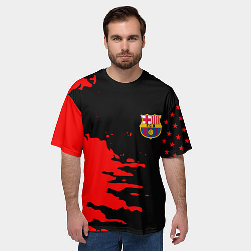 Мужская футболка оверсайз Barcelona краски спорт / 3D-принт – фото 3