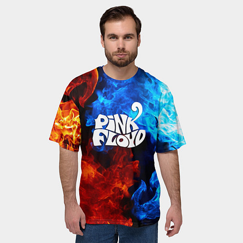 Мужская футболка оверсайз Pink floyd битва огней / 3D-принт – фото 3
