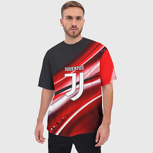 Мужская футболка оверсайз Juventus geometry sport line / 3D-принт – фото 3