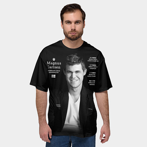 Мужская футболка оверсайз Магнус Карлсен / 3D-принт – фото 3