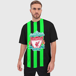 Футболка оверсайз мужская Liverpool line green, цвет: 3D-принт — фото 2