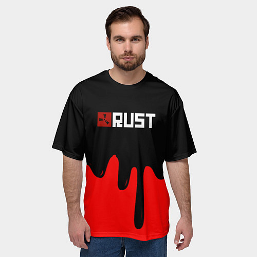 Мужская футболка оверсайз RUST краски разводы пустошь / 3D-принт – фото 3