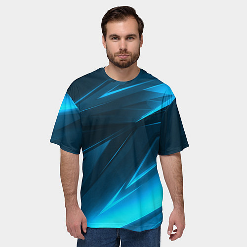 Мужская футболка оверсайз Geometry stripes neon color / 3D-принт – фото 3