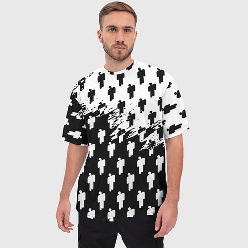 Мужская футболка оверсайз Billie Eilish pattern black / 3D-принт – фото 3
