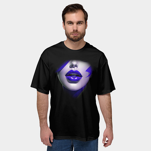 Мужская футболка оверсайз Синяя помада / 3D-принт – фото 3