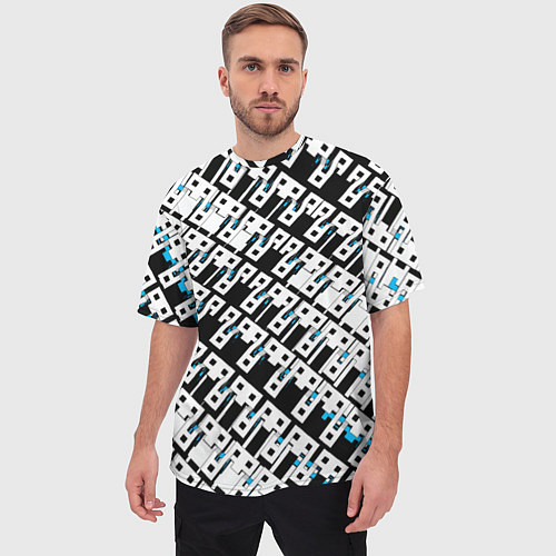 Мужская футболка оверсайз Абстрактный узор на чёрном фоне / 3D-принт – фото 3