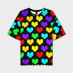 Мужская футболка оверсайз Undertale heart pattern