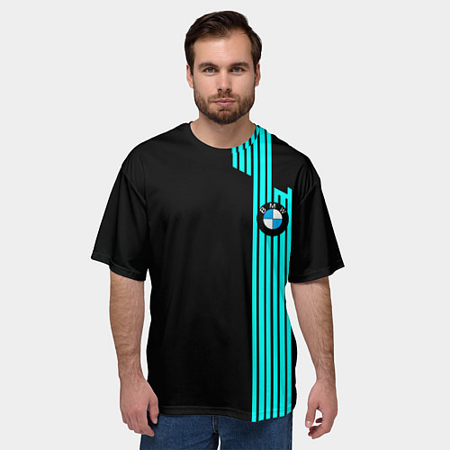 Мужская футболка оверсайз BMW sport line geometry / 3D-принт – фото 3