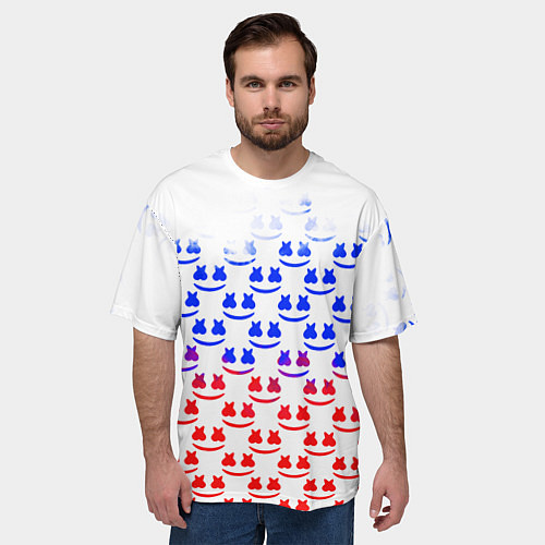 Мужская футболка оверсайз Marshmello russia color / 3D-принт – фото 3