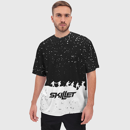 Мужская футболка оверсайз Skillet rock music band / 3D-принт – фото 3