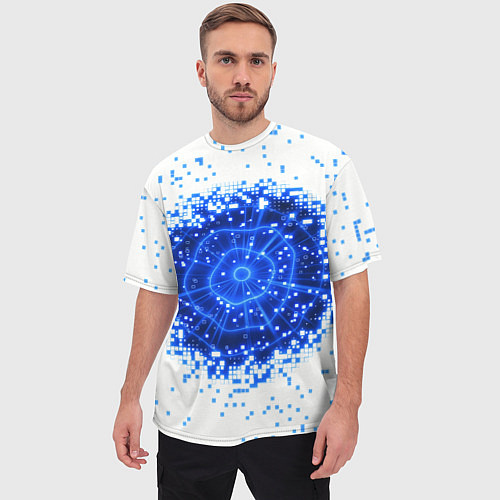 Мужская футболка оверсайз Поврежденный цифровой скин - дыра / 3D-принт – фото 3