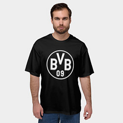 Футболка оверсайз мужская Borussia sport fc белое лого, цвет: 3D-принт — фото 2