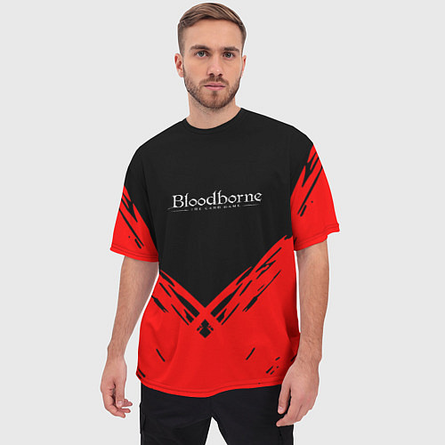 Мужская футболка оверсайз Bloodborne souls краски / 3D-принт – фото 3