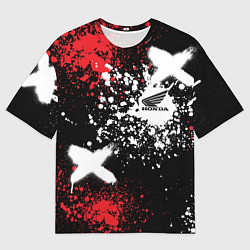 Футболка оверсайз мужская Хонда на фоне граффити и брызг красок, цвет: 3D-принт