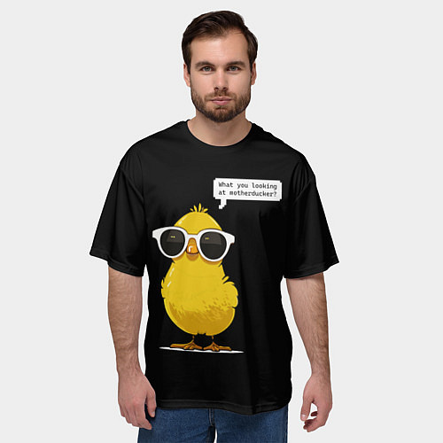 Мужская футболка оверсайз Утенок в очках / 3D-принт – фото 3