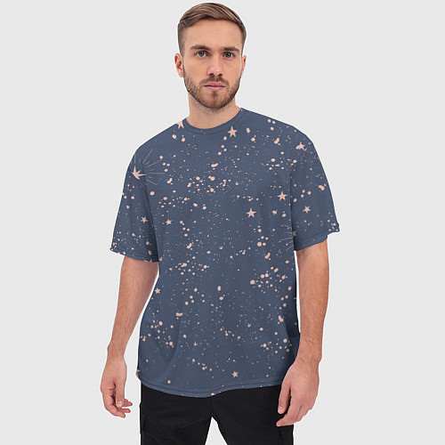 Мужская футболка оверсайз Космическое поле звёзд / 3D-принт – фото 3
