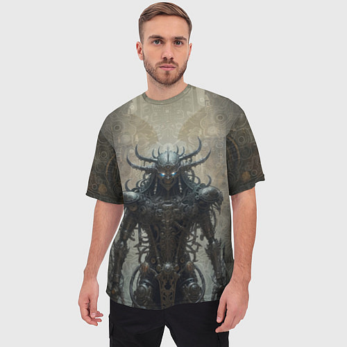 Мужская футболка оверсайз Демонический боевой киборг / 3D-принт – фото 3