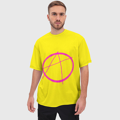 Мужская футболка оверсайз Символ Анархиста / 3D-принт – фото 3
