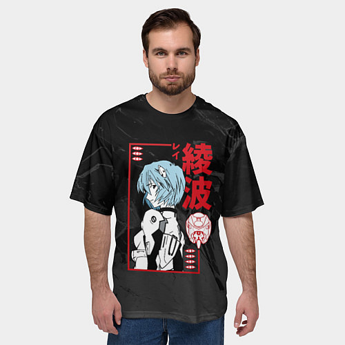 Мужская футболка оверсайз Evangelion - Рей Аянами / 3D-принт – фото 3