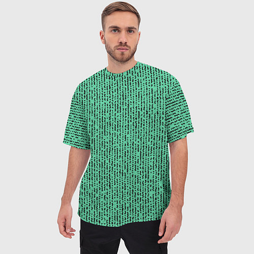Мужская футболка оверсайз Мозаика нефритовый зелёный / 3D-принт – фото 3