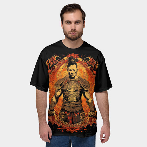 Мужская футболка оверсайз Муай-Тай боец ретро стиль / 3D-принт – фото 3