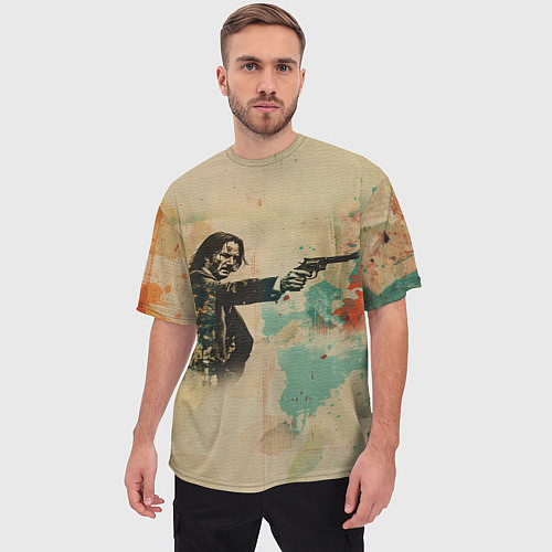 Мужская футболка оверсайз Джон Уик в стиле гранж / 3D-принт – фото 3