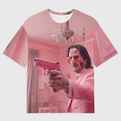 Футболка оверсайз мужская Джон Уик в розовом костюме, цвет: 3D-принт