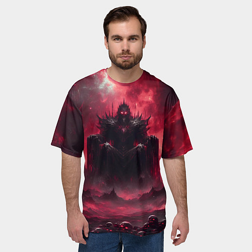 Мужская футболка оверсайз Бог крови Кхорн нейросеть / 3D-принт – фото 3
