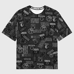 Футболка оверсайз мужская Нашивки нирвана, цвет: 3D-принт