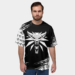 Футболка оверсайз мужская Ведьмак 3 логотип волка, цвет: 3D-принт — фото 2