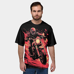 Футболка оверсайз мужская Мотокросс красные брызги, цвет: 3D-принт — фото 2