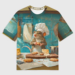 Футболка оверсайз мужская Крыса шеф повар на кухне, цвет: 3D-принт