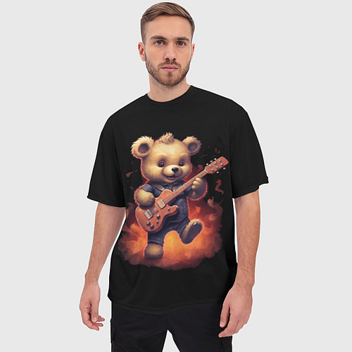 Мужская футболка оверсайз Плюшевый медведь играет на гитаре / 3D-принт – фото 3