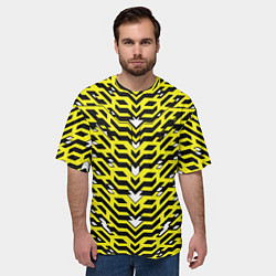 Футболка оверсайз мужская Агрессивный жёлтый паттерн, цвет: 3D-принт — фото 2