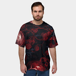 Футболка оверсайз мужская Черепа и алые розы, цвет: 3D-принт — фото 2
