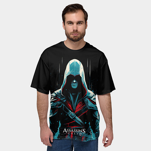 Мужская футболка оверсайз Assassins creed ночной образ / 3D-принт – фото 3
