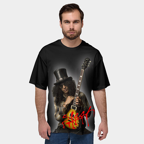 Мужская футболка оверсайз Slash музыкант группы Guns N Roses / 3D-принт – фото 3