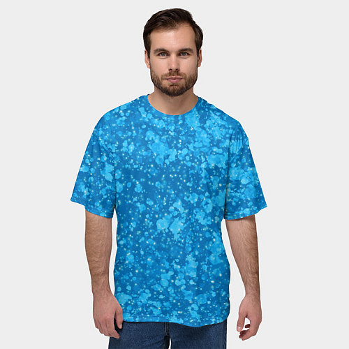Мужская футболка оверсайз Ярко-голубой абстракция космический / 3D-принт – фото 3