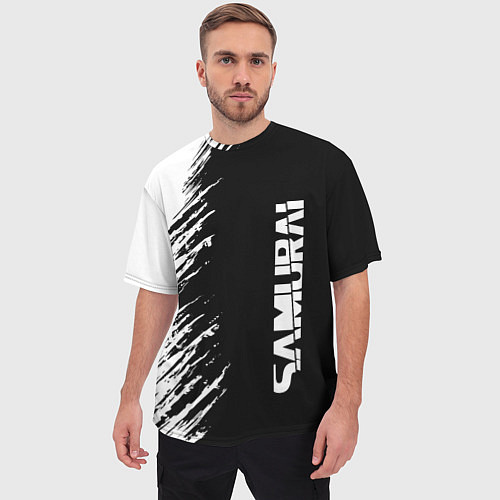 Мужская футболка оверсайз Самурай штрихи - киберпанк 2077 / 3D-принт – фото 3