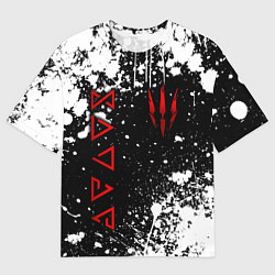 Мужская футболка оверсайз Знаки из Ведьмака - белые брызги