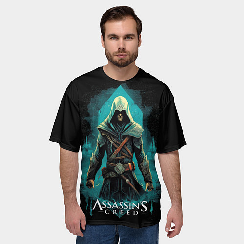 Мужская футболка оверсайз Assassins creed темный стиль / 3D-принт – фото 3