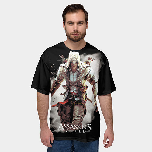 Мужская футболка оверсайз Assassins creed белая пыль / 3D-принт – фото 3