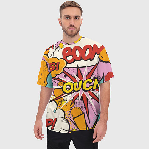 Мужская футболка оверсайз Oops-boom: комикс бум / 3D-принт – фото 3