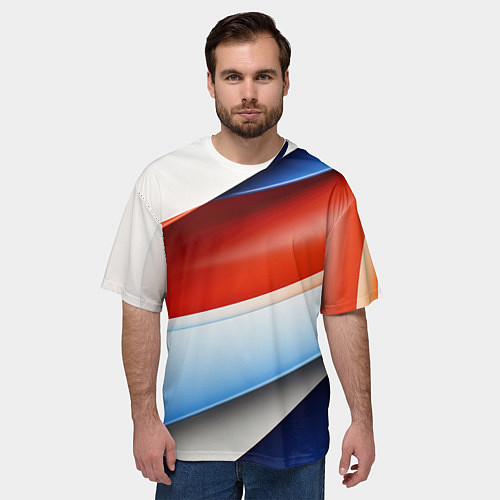 Мужская футболка оверсайз Абстрактный минимализм плавные волнистые линии / 3D-принт – фото 3