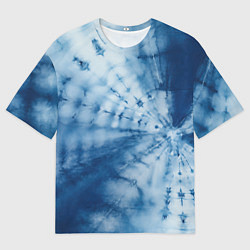 Футболка оверсайз мужская Синяя абстракция паутина, цвет: 3D-принт